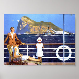 Seeozean-Kreuzfahrt-Reise nach Gibraltar Vintag Poster