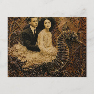 Seepferd-Abenteuer Retro Mixed Media Postkarte