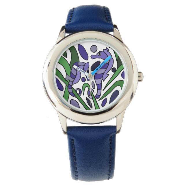 Seepferd Abstrakt Art Watch Armbanduhr (Vorderseite)