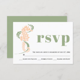 Seepferd, Algensaft, Pfirsichhochzeit RSVP Karte