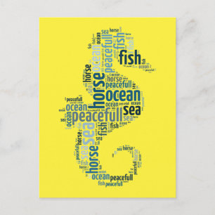 Seepferd als Wortwolken-Design Postkarte