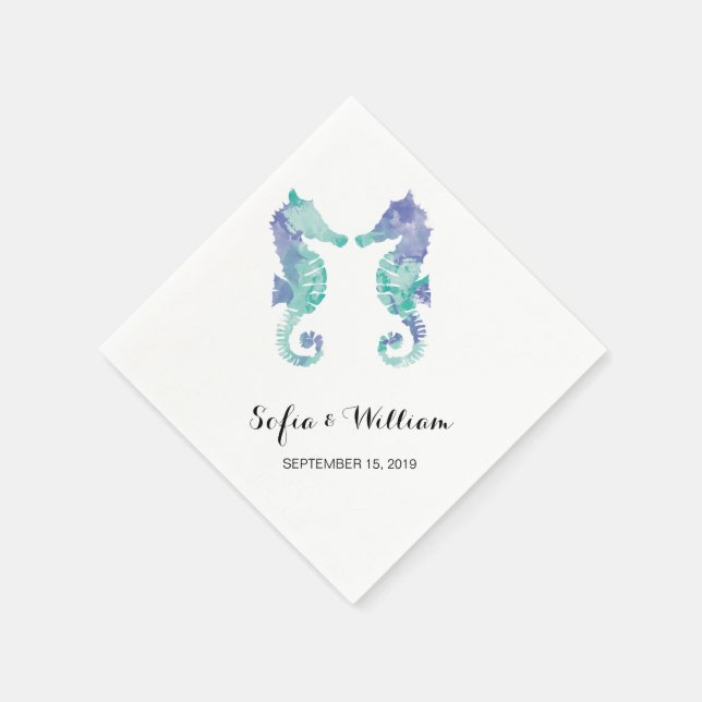 Seepferd an der Küste | Hochzeit Serviette (Ecke)