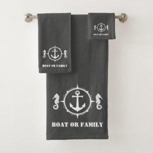 Seepferd Anchor Sea Grau Badhandtuch Set