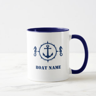 Seepferd Anker Tasse für den Namen des Bootes hinz