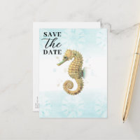 Seepferd Aquamarin & Gold Aquarellfarbe Save the D