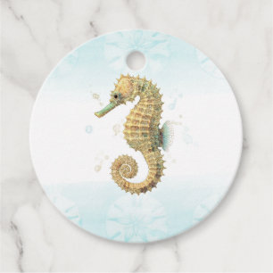 Seepferd Aquamarin & Gold Küstenstrand Geschenkanhänger