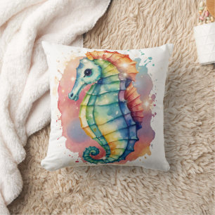 Seepferd Aquarellfarben Kissen