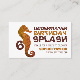 Seepferd, Aquatic Children's Birthday Party Ticket Begleitkarte