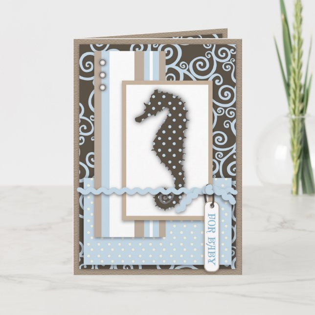 Seepferd Baby Boy Card Karte (Vorderseite)