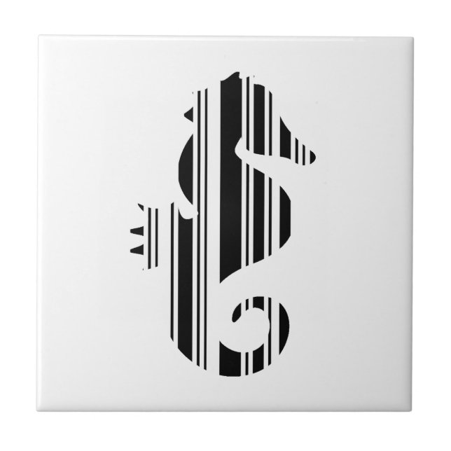 SEEPFERD-BAR-CODE Fisch-Barcode-Muster-Entwurf Fliese (Vorderseite)