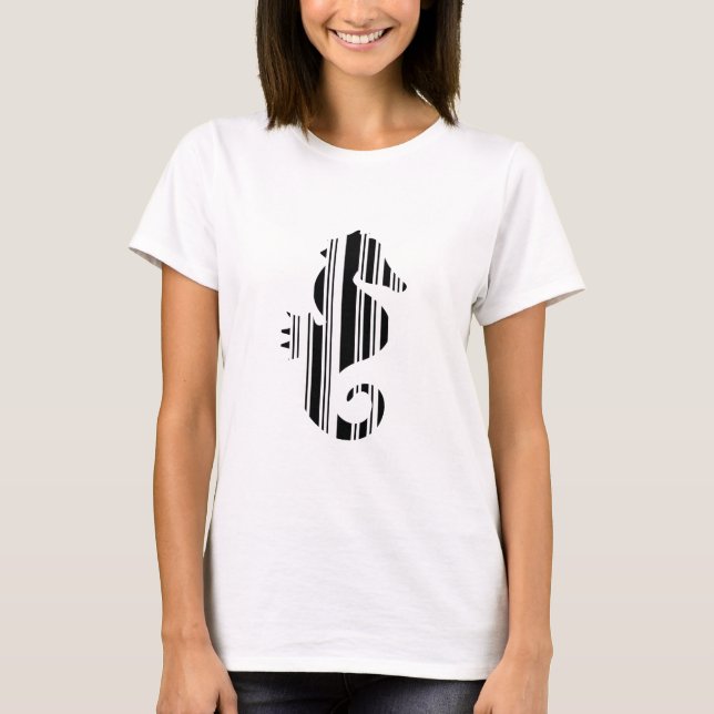 SEEPFERD BAR CODE Fish Strichcode Muster Design T-Shirt (Vorderseite)