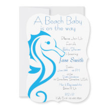 Seepferd Beach Baby Invite (Junge)