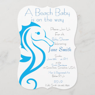 Seepferd Beach Baby Invite (Junge) Einladung