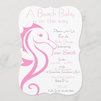 Seepferd Beach Baby Invite (Mädchen) Einladung