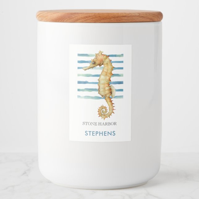 Seepferd Beach Coastal Lebensmitteletikett (Vorderseite)