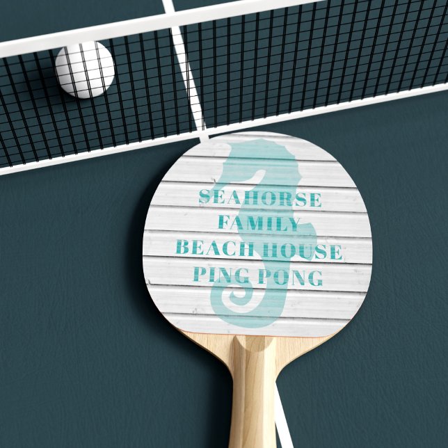 Seepferd Beach House Ping Pong Paddle Tischtennis Schläger (Add your name to this seahorse ping pong paddle. Great for keeping at your beach house)