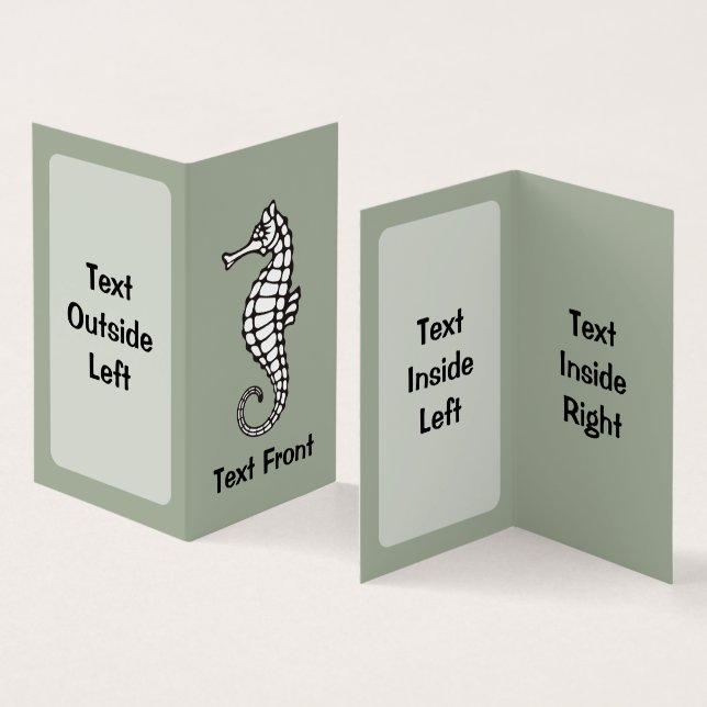 Seepferd Black Visitenkarten (Innenseite und Außenseite)