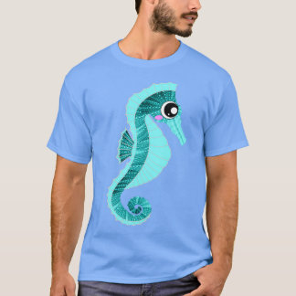 Seepferd blau und rosa T-Shirt