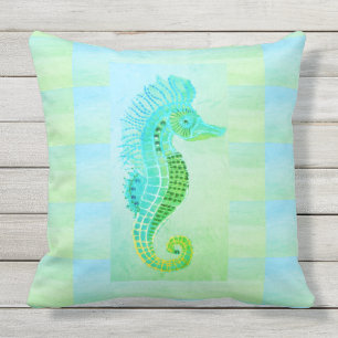 Seepferd-blaues Grün-Mustermarinethrow-Kissen Kissen Für Draußen