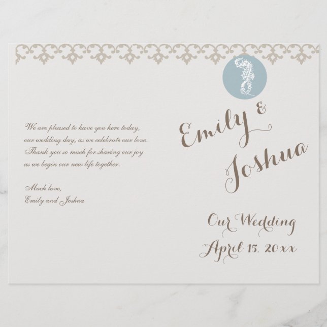 Seepferd Blue Classic Nautical Elegante (Vorderseite)