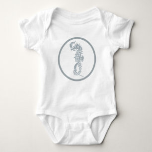 Seepferd Blue Classic Nautical Elegante Baby Strampler