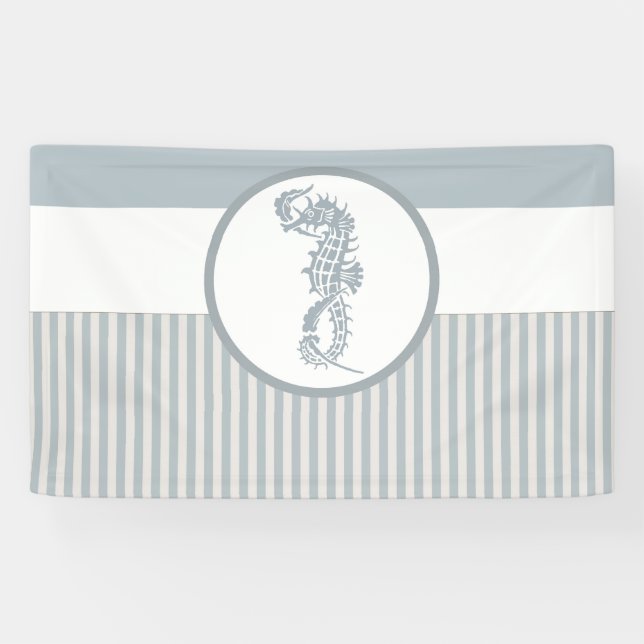 Seepferd Blue Classic Nautical Elegante Banner (Horizontal)