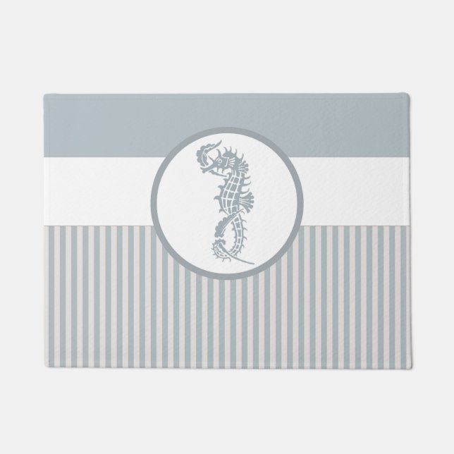 Seepferd Blue Classic Nautical Elegante Fußmatte (Vorderseite)