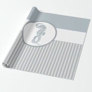Seepferd Blue Classic Nautical Elegante Geschenkpapier