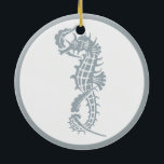 Seepferd Blue Classic Nautical Elegante Keramikornament<br><div class="desc">Das Seepferd ist ein Lieblingsbild des Sommers,  mit einem hellblauen Seepferd und passenden Pinstreifen.</div>