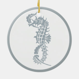 Seepferd Blue Classic Nautical Elegante Keramikornament
