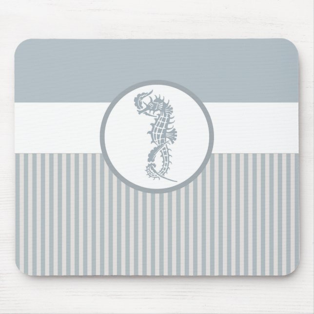 Seepferd Blue Classic Nautical Elegante Mousepad (Vorne)