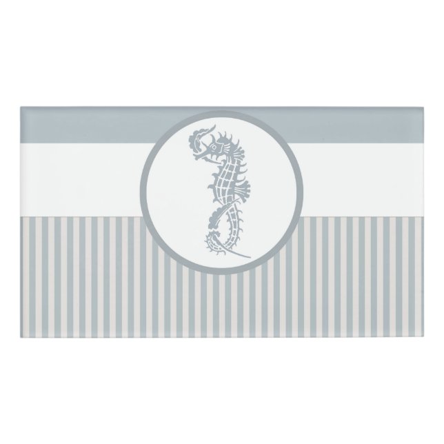 Seepferd Blue Classic Nautical Elegante Namenschild (Vorderseite)