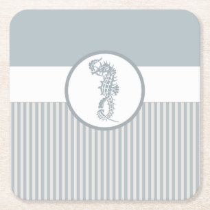 Seepferd Blue Classic Nautical Elegante Rechteckiger Pappuntersetzer