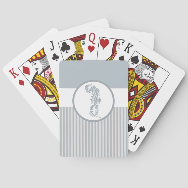 Seepferd Blue Classic Nautical Elegante Spielkarten (Rückseite)