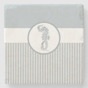 Seepferd Blue Classic Nautical Elegante Steinuntersetzer