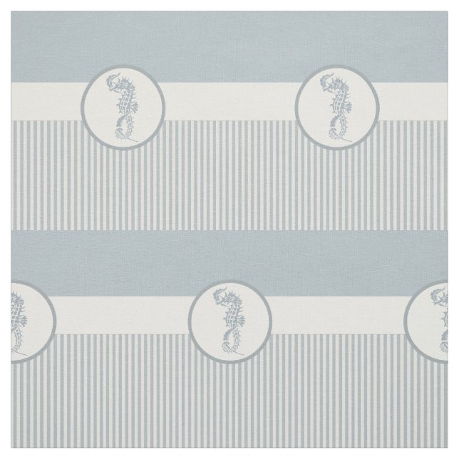 Seepferd Blue Classic Nautical Elegante Stoff (Muster)