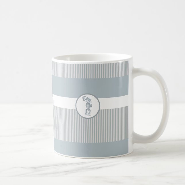 Seepferd Blue Classic Nautical Elegante Tasse (Rechts)