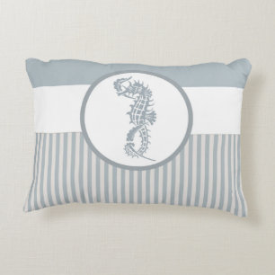 Seepferd Blue Classic Nautical Elegante Zierkissen