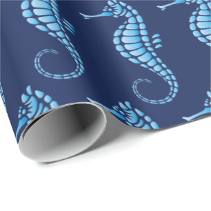 Seepferd Blue Geschenkpapier