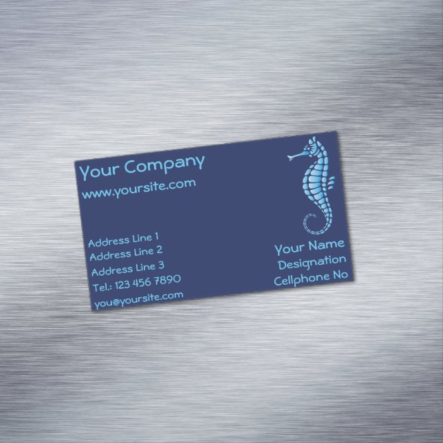 Seepferd Blue Magnetische Visitenkarte (Beispiel)