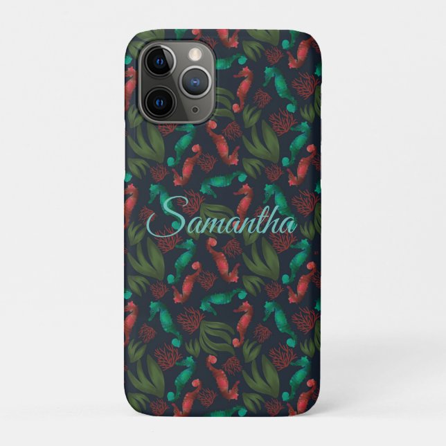 Seepferd Blue Nautic Personalisiert Case-Mate iPhone Hülle (Rückseite)