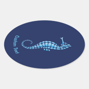 Seepferd Blue Ovaler Aufkleber