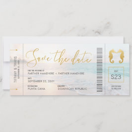 Seepferd Boarding Pass Ticket Beach Hochzeit Save The Date