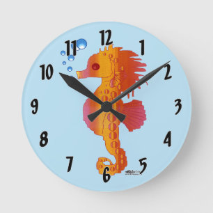 Seepferd Bubble Baby Runde Wanduhr