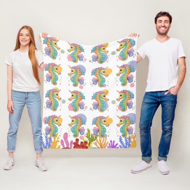 Seepferd Buntes Muster Fleecedecke (Beispiel)
