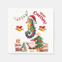 Seepferd Christmas Hat Xmas Serviette