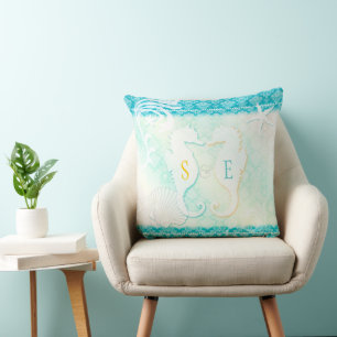Seepferd Couple Beach House Kissen