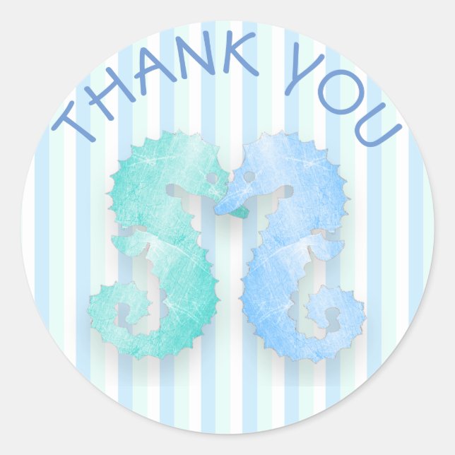 Seepferd Couple Blue Green Seepferds Kiss Stickers (Vorderseite)