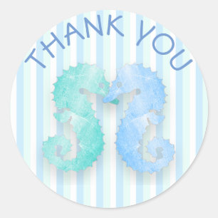 Seepferd Couple Blue Green Seepferds Kiss Stickers