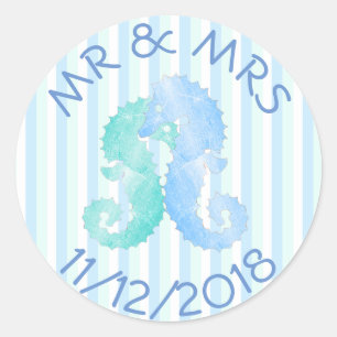 Seepferd Couple Blue Green Seepferds Stickers